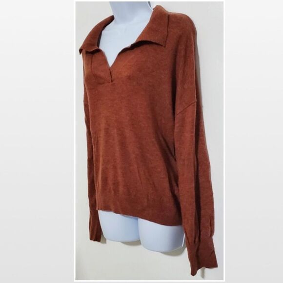 New Chestnut Brown Knit Wool Blend Sweater - Picture 6 of 16